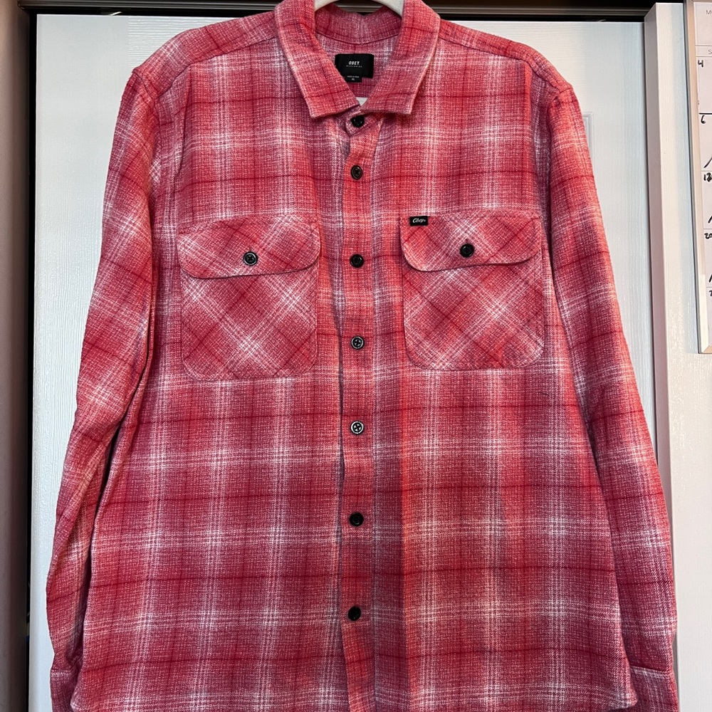 Obey Coral Plaid Shirt